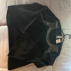 Buckle black back see-through long sleeve blouse